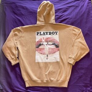 Playboy x Missguided Oversized Beige Graphic Hoodie Sweatshirt‎ US Size 8